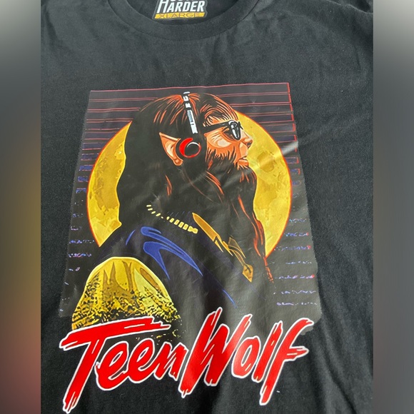 Retro Vintage Teen Wolf 80s Micheal J Fox Full Moon Men’s Black Tee Size XL - Picture 2 of 5